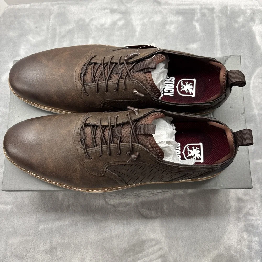 Stacy Adams Score Leather Plain Toe Derby 12 M NIB